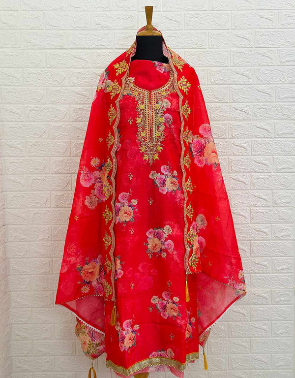 Unstitched Organza Partywear Suit ๐