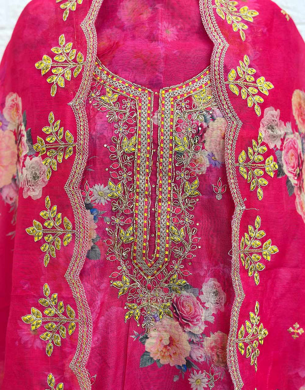 Unstitched Organza Partywear Suit ๐