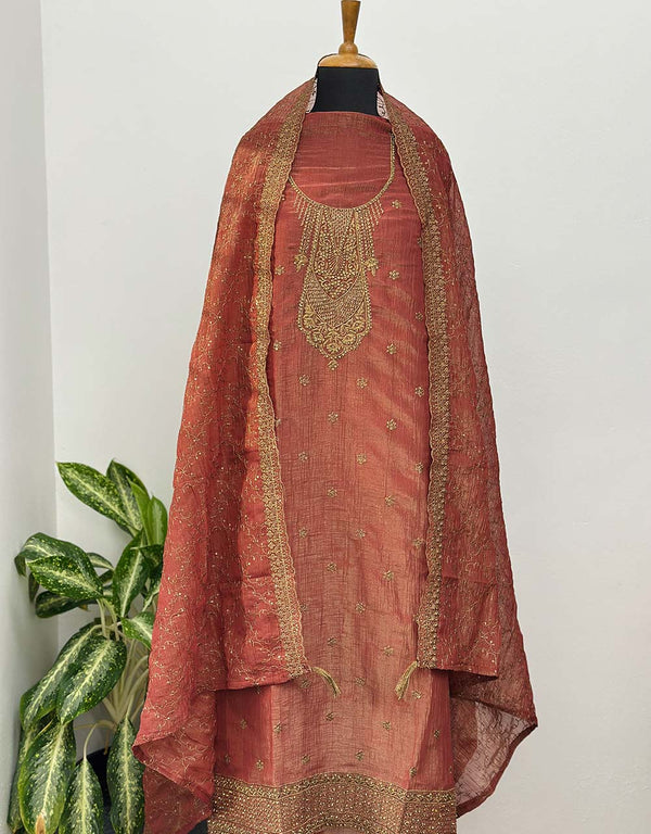 Unstitched Shimmer Silk Party Wear Suit - Glamorous Shine ๐