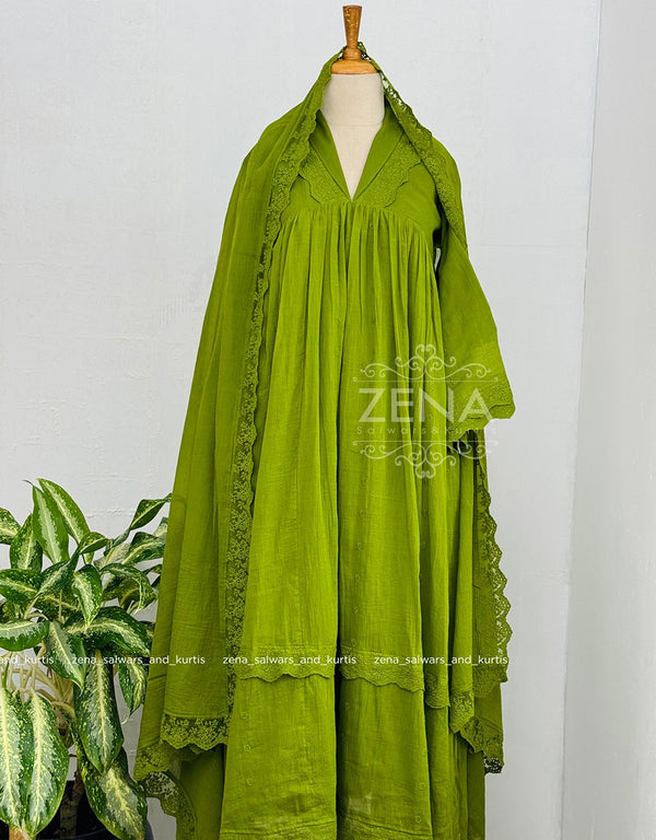 Zena Signature Anarkali 💛 – Premium Pure Mul Cotton🌿