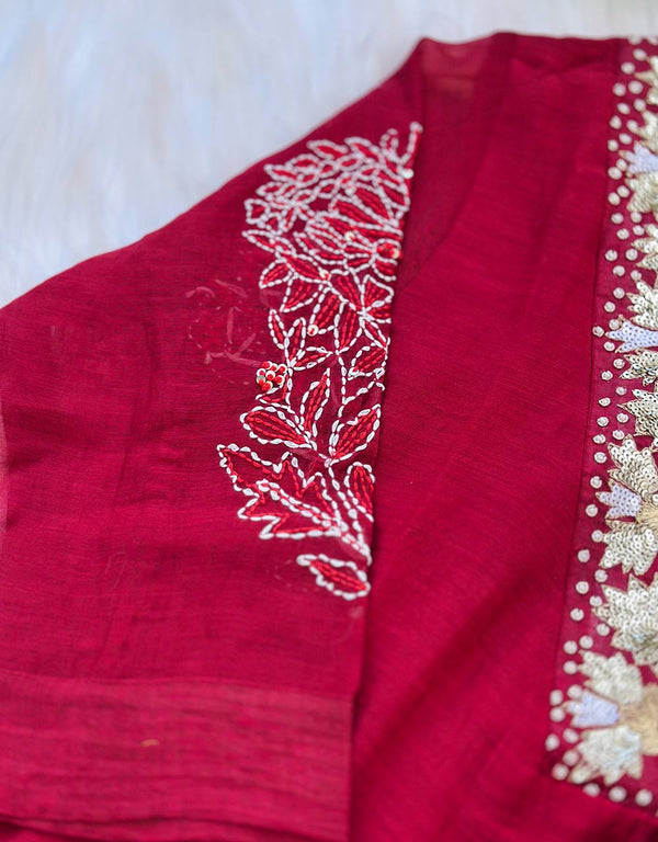 READY TO WEAR PREMIUM MUL CHANDERI HANDWORK ANARKALI KURTI SET ✨