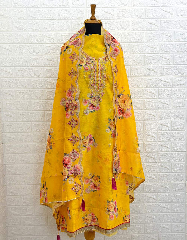 Unstitched Organza Partywear Suit ๐