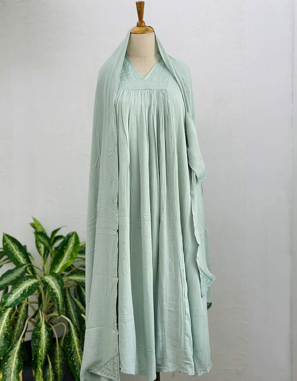 READY TO WEAR CRUSH RAYON ANARKALI KURTI SET ✨