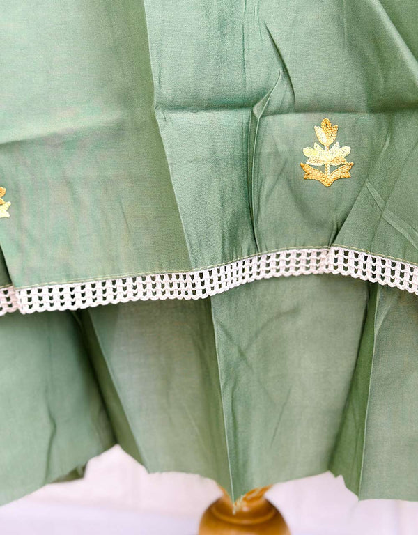 Unstitched Cotton Salwar Set with Embroidery Work ๐