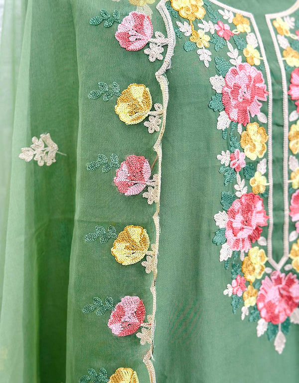 Unstitched Cotton Salwar Set with Embroidery Work ๐