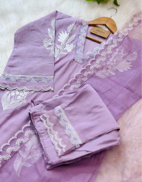 READY TO WEAR MUL COTTON KURTI SET WITH ORGANZA DUPATTA ✨