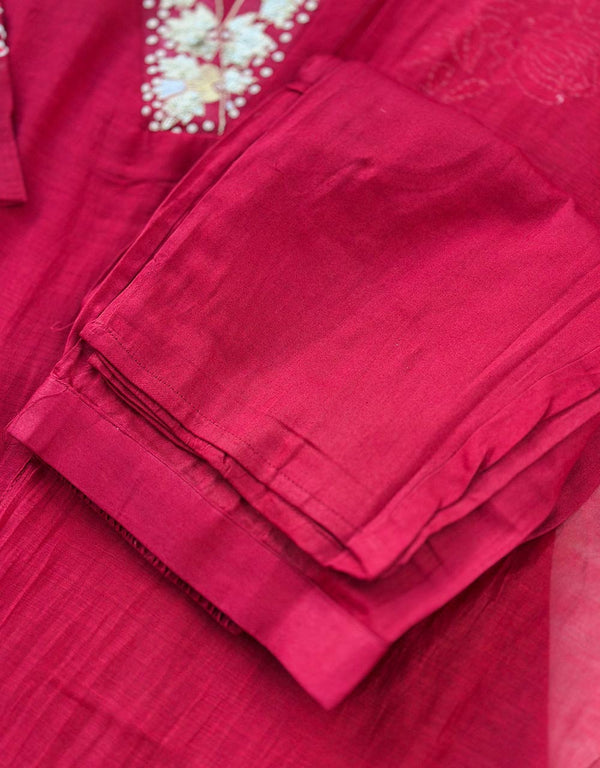 READY TO WEAR PREMIUM MUL CHANDERI HANDWORK ANARKALI KURTI SET ✨