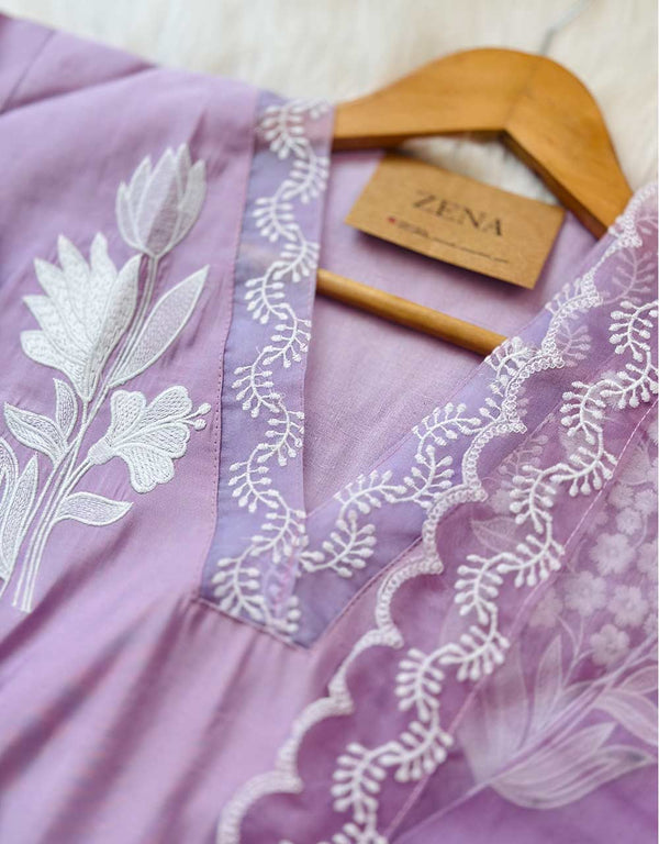 READY TO WEAR MUL COTTON KURTI SET WITH ORGANZA DUPATTA ✨