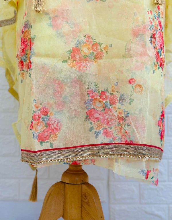 Unstitched Organza Party Wear Suit with Hand Work 🌟