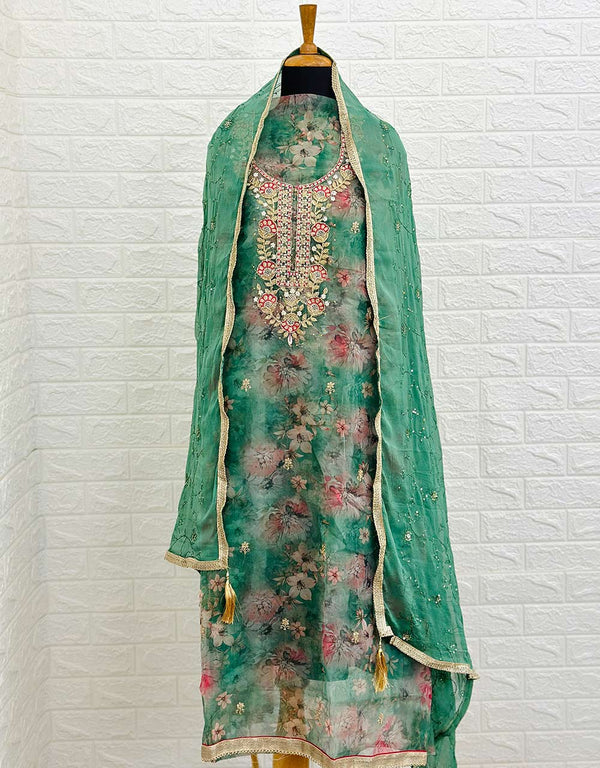 Unstitched Organza Party Wear Suit with Hand Work 🌟