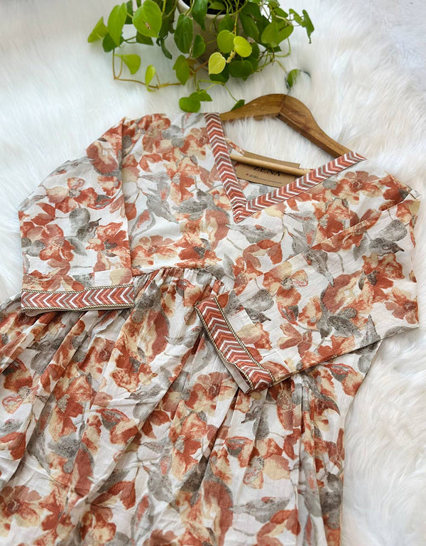 Ready-to-Wear Cotton Anarkali Co-Ord Set – Graceful & Comfortable ✨