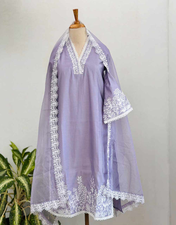 READY TO WEAR MUL COTTON KURTI SET WITH ORGANZA DUPATTA ✨