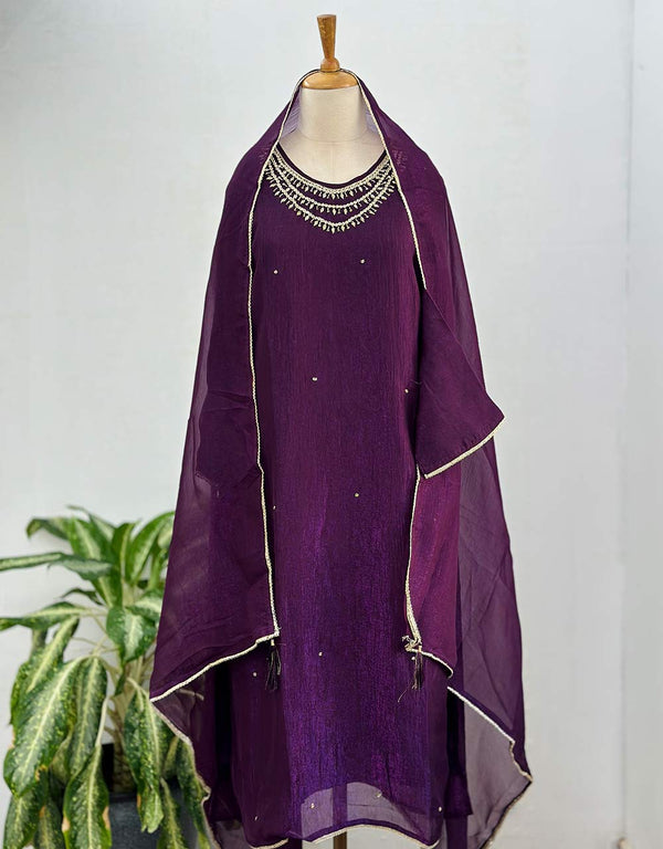 Ready-to-Wear Shimmer Handwork Kurti Set – Radiate Elegance & Glamour✨