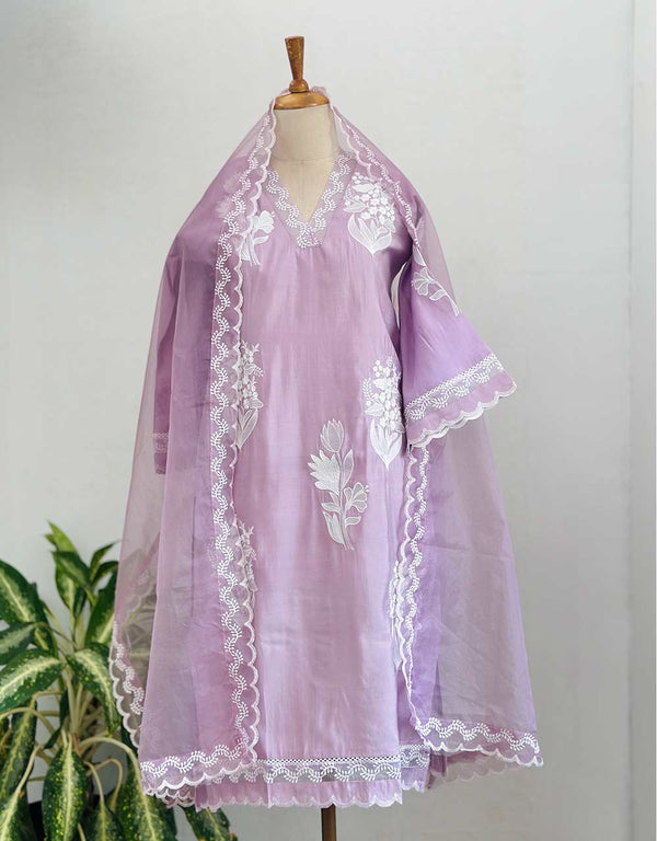 READY TO WEAR MUL COTTON KURTI SET WITH ORGANZA DUPATTA ✨