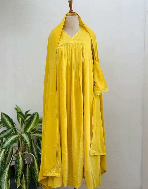 READY TO WEAR CRUSH RAYON ANARKALI KURTI SET ✨