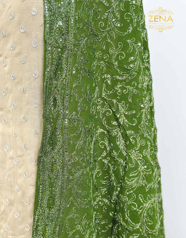 Pure Organza Unstitched Party Wear Suit - Heavy Embroidered Chiffon Dupatta 🌟