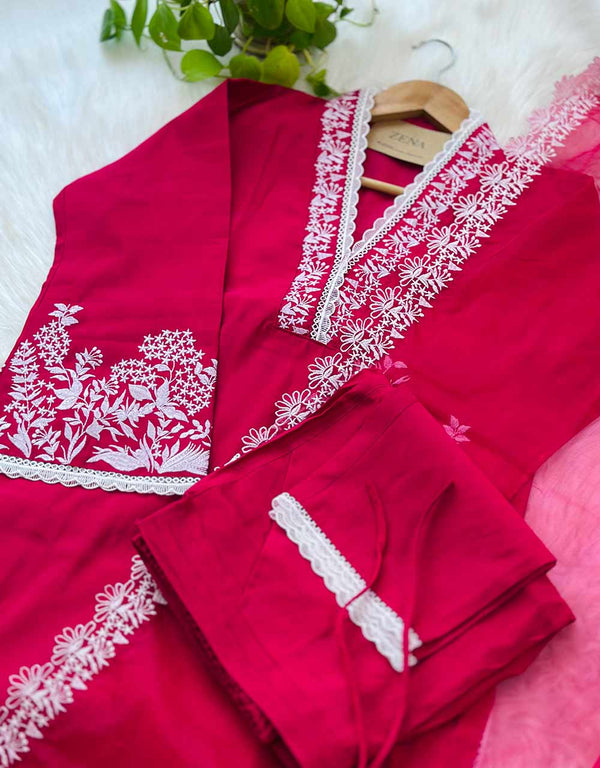 READY TO WEAR MUL COTTON KURTI SET WITH ORGANZA DUPATTA ✨