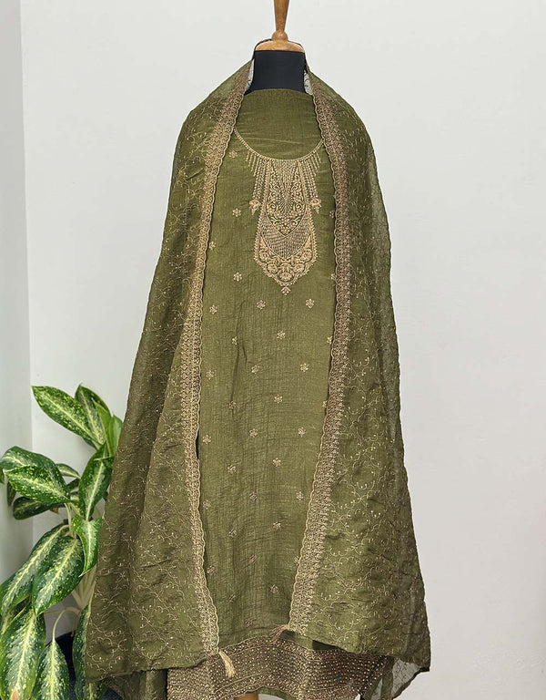 Unstitched Shimmer Silk Party Wear Suit - Glamorous Shine ๐