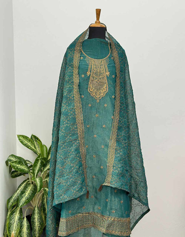 Unstitched Shimmer Silk Party Wear Suit - Glamorous Shine ๐