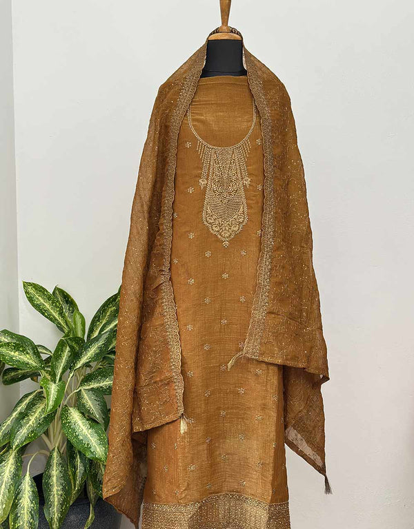 Unstitched Shimmer Silk Party Wear Suit - Glamorous Shine ๐