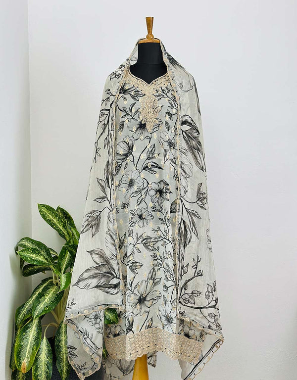 Semi-Stitched Organza Party Wear Suit - Luxurious Sheer Elegance π