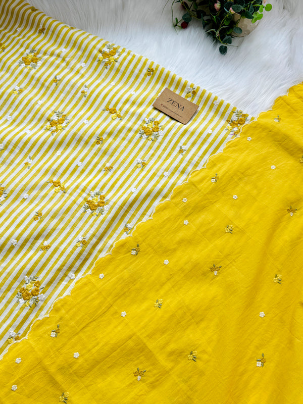 Unstitched Pure Cotton Kurti Set โ Top, Bottom & Dupatta ๐ฟ