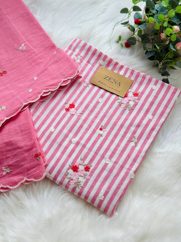 Unstitched Pure Cotton Kurti Set โ Top, Bottom & Dupatta ๐ฟ