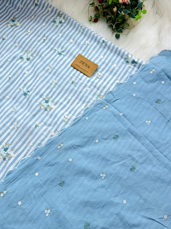 Unstitched Pure Cotton Kurti Set โ Top, Bottom & Dupatta ๐ฟ