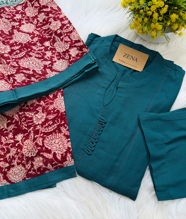 ✨ Pure Cotton A-Line Kurti Set ✨