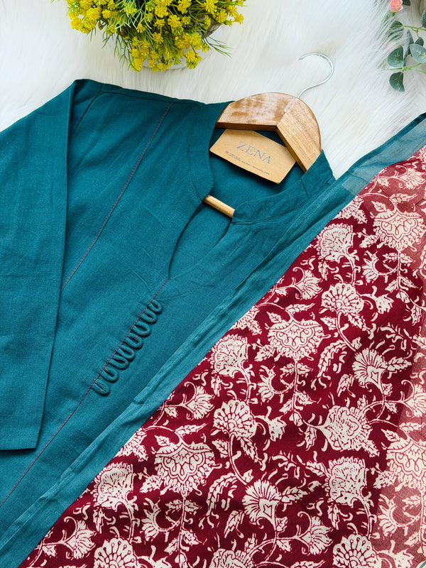 ✨ Pure Cotton A-Line Kurti Set ✨