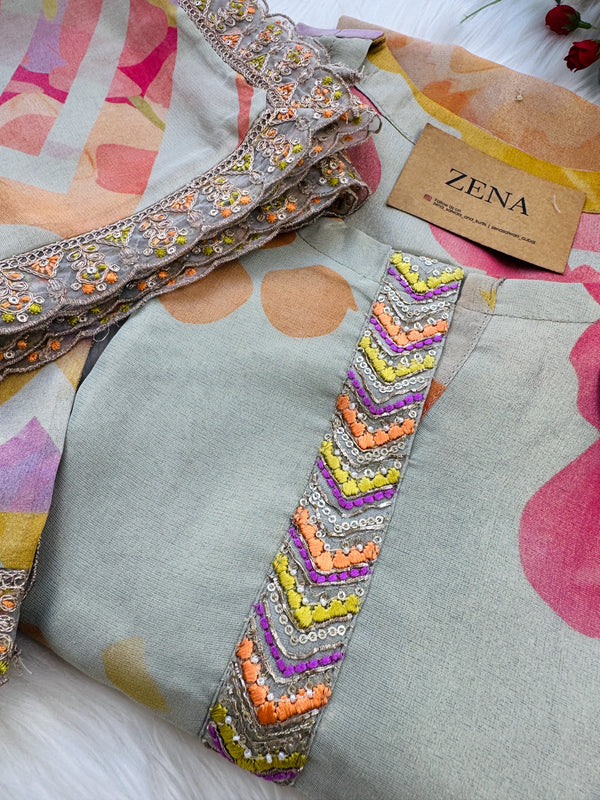 Pure Tissue Silk Hand-Detailed Kurti Set ✨