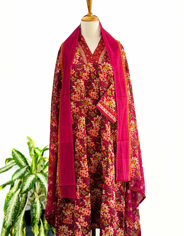 Graceful & Timeless – READY TO WEAR COTTON ANARKALI KURTI SET ✨Z914