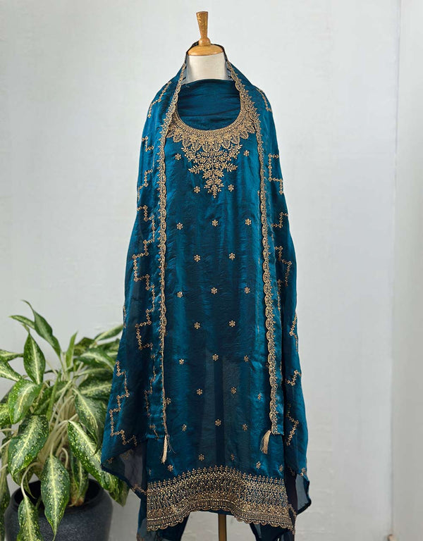 Unstitched Shimmer Silk Partywear Salwar Suit - Graceful Elegance 🌟