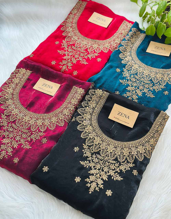 Unstitched Shimmer Silk Partywear Salwar Suit - Graceful Elegance 🌟