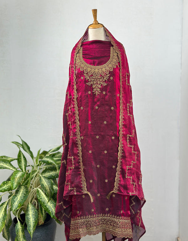 Unstitched Shimmer Silk Partywear Salwar Suit - Graceful Elegance 🌟