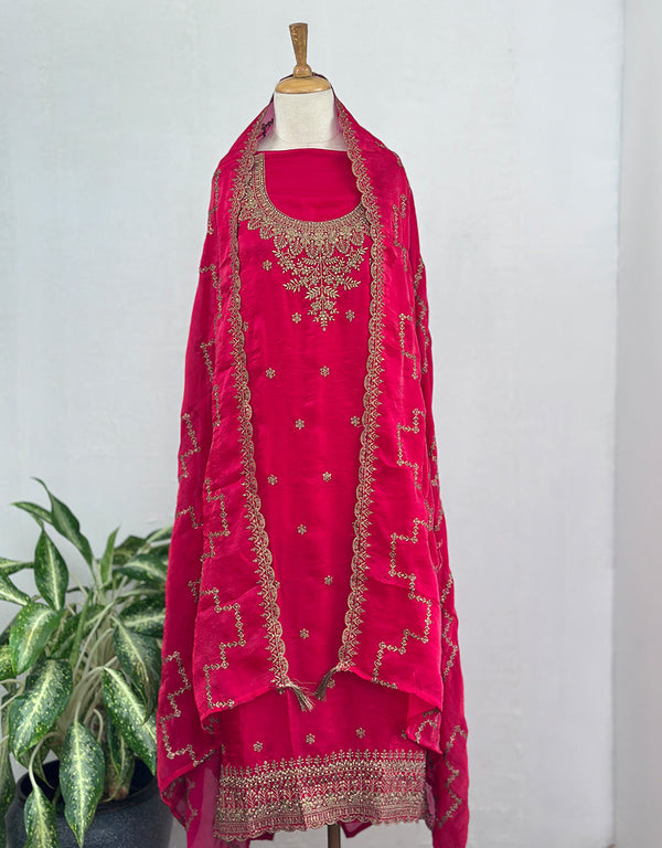 Unstitched Shimmer Silk Partywear Salwar Suit - Graceful Elegance 🌟