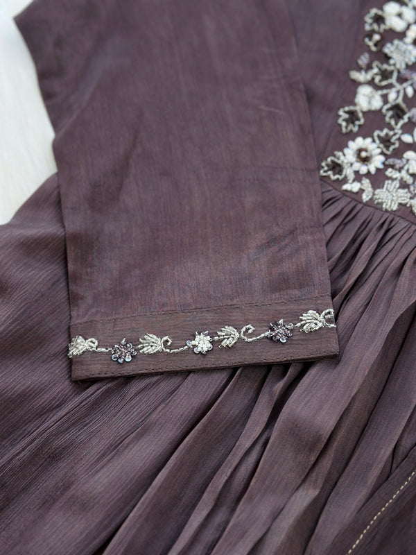 Pure Chinnon Hand Work Anarkali Kurti Set – Elegant Ready-to-Wear Ethnic Ensemble