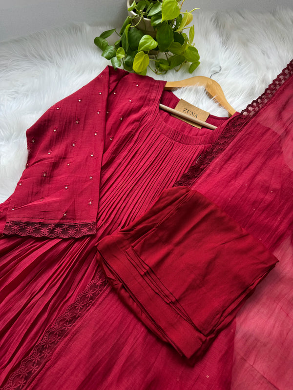 Pure Mul Chanderi Anarkali Suit Set – Elegant Festive Wear