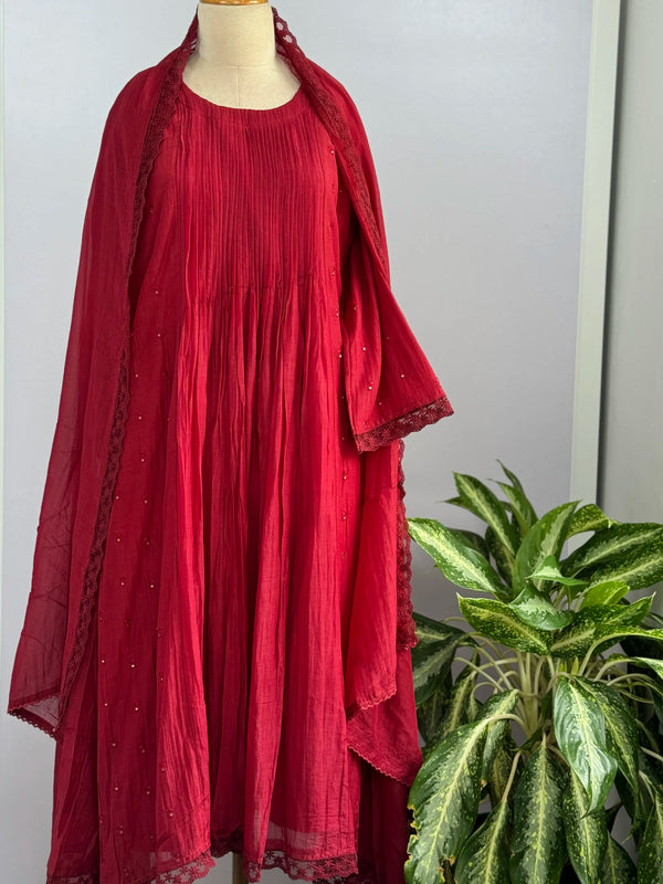 Pure Mul Chanderi Anarkali Suit Set – Elegant Festive Wear