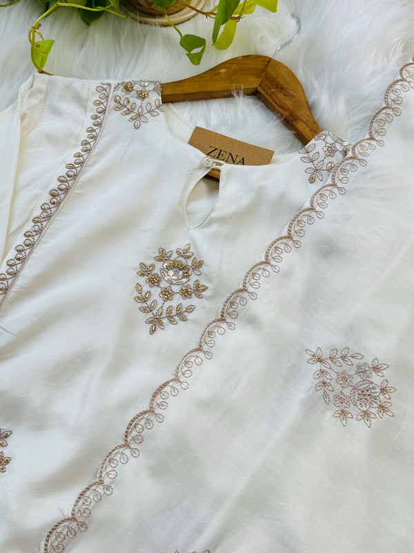 Mul Chanderi Hand Detailed Anarkali Suit – Premium Ready-to-Wear Ethnic Set