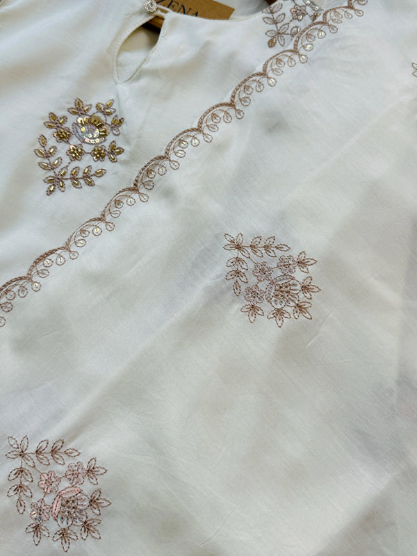 Mul Chanderi Hand Detailed Anarkali Suit – Premium Ready-to-Wear Ethnic Set