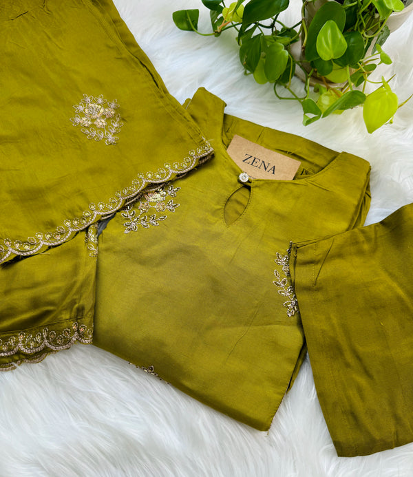 Mul Chanderi Hand Detailed Anarkali Suit – Premium Ready-to-Wear Ethnic Set