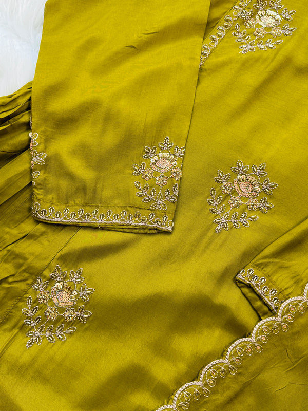 Mul Chanderi Hand Detailed Anarkali Suit – Premium Ready-to-Wear Ethnic Set