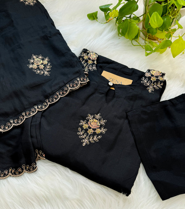 Mul Chanderi Hand Detailed Anarkali Suit – Premium Ready-to-Wear Ethnic Set