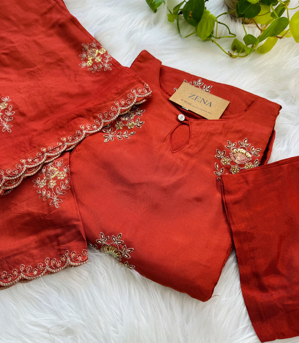 Mul Chanderi Hand Detailed Anarkali Suit – Premium Ready-to-Wear Ethnic Set