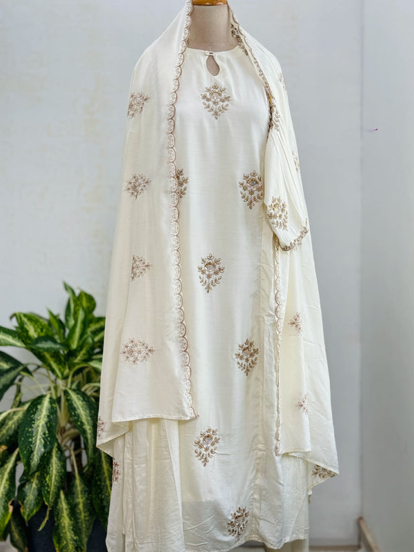 Mul Chanderi Hand Detailed Anarkali Suit – Premium Ready-to-Wear Ethnic Set