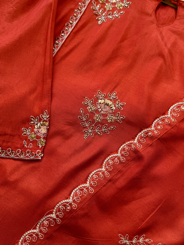 Mul Chanderi Hand Detailed Anarkali Suit – Premium Ready-to-Wear Ethnic Set