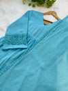Premium Mul Chanderi Anarkali Kurti Set (Ocean Blue Charm)
