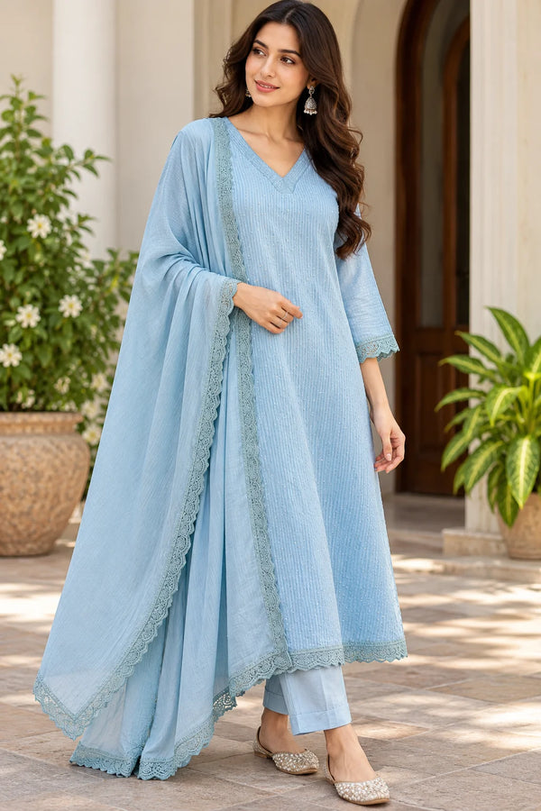 Premium Mul Cotton A-Line Kurti Set – Elegant Ethnic Wear