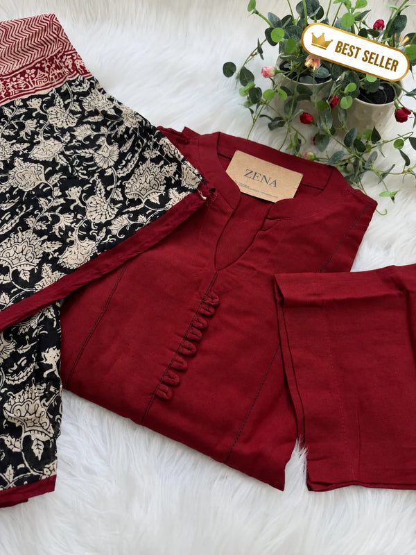 ✨ Pure Cotton A-Line Kurti Set ✨